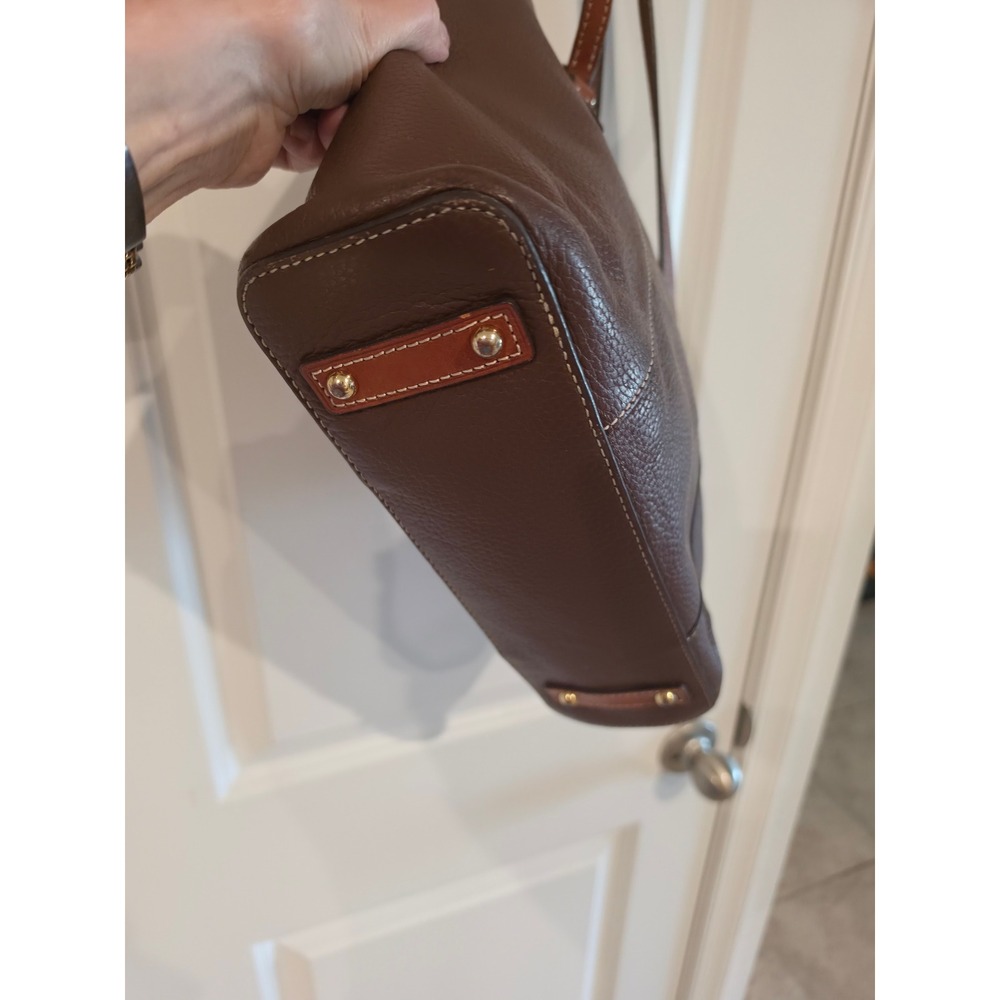 Dooney & Bourke Pebble Grain Leather Tote Bag Brown Shoulder Bag Zip Top - Picture 7 of 12